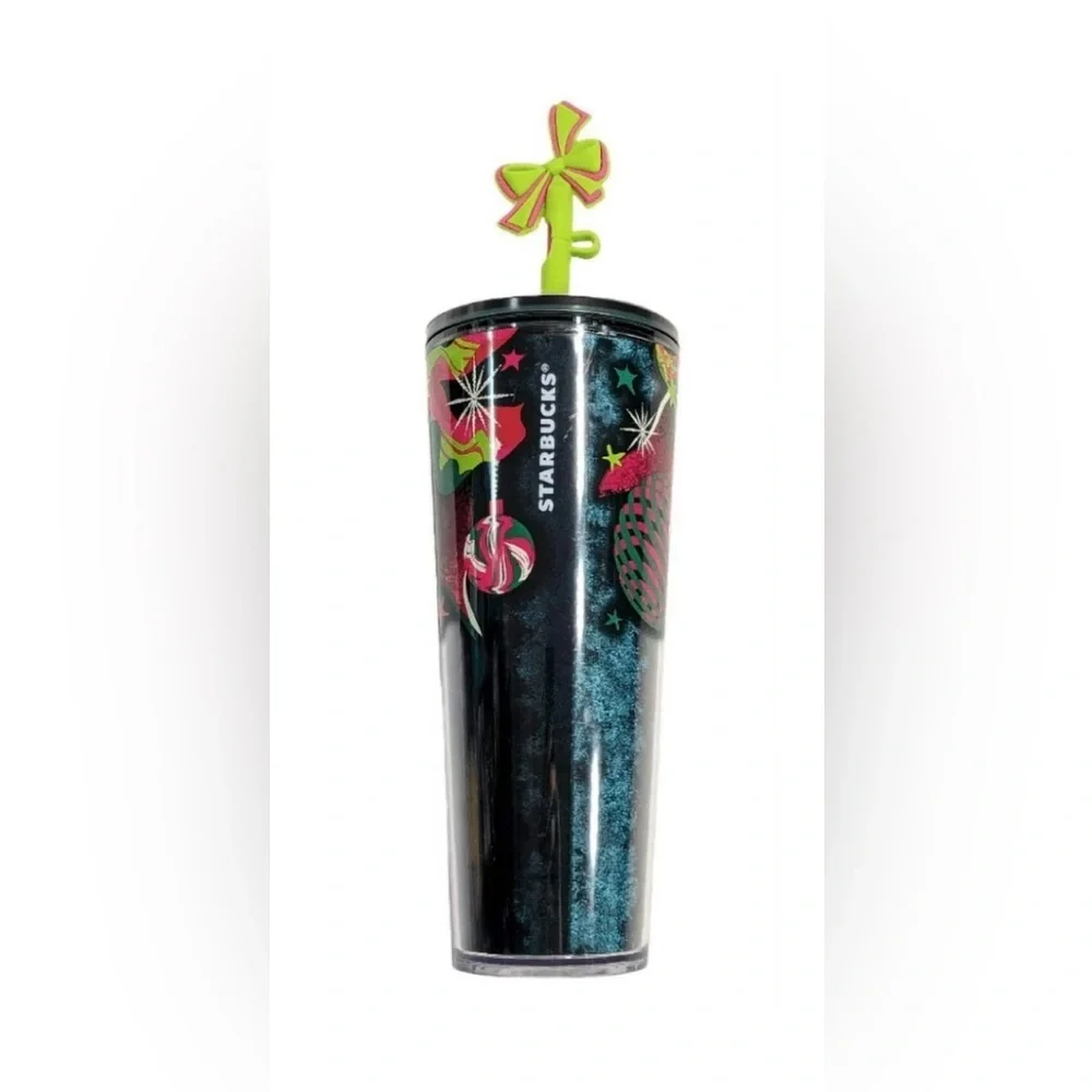 STARBUCKS Tumbler 2023 Holiday Ribbon With Bow Straw Topper